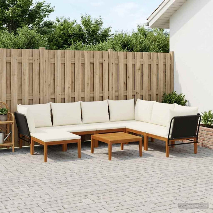 8 pcs Lemn masiv de acacia și frânghie natural WALTI