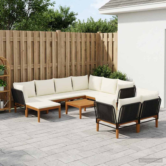 10 pcs Lemn masiv de acacia și frânghie natural WALTI