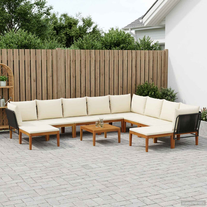 11 pcs Lemn masiv de acacia și frânghie natural WALTI
