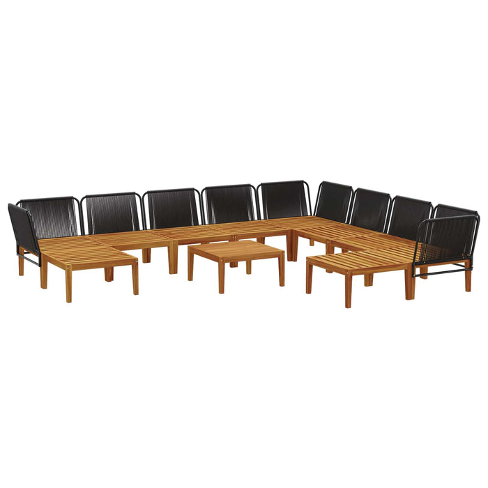 11 pcs Lemn masiv de acacia și frânghie natural WALTI