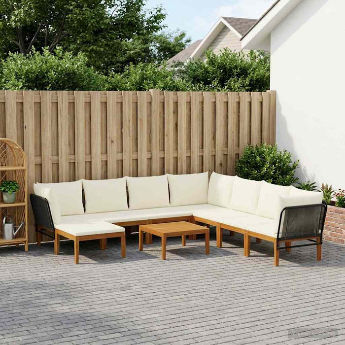9 pcs Lemn masiv de acacia și frânghie natural WALTI