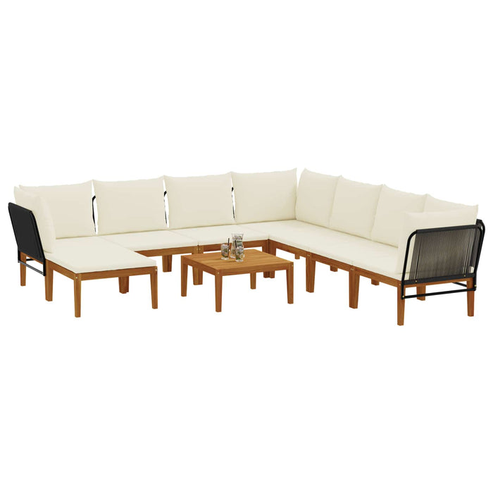 9 pcs Lemn masiv de acacia și frânghie natural WALTI