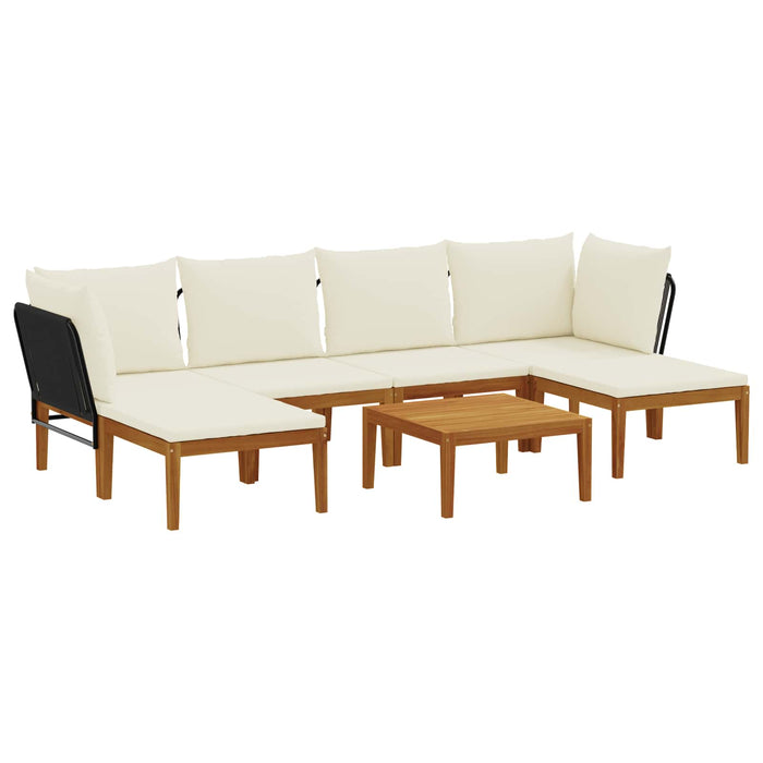 7 pcs Lemn masiv de acacia și frânghie natural WALTI