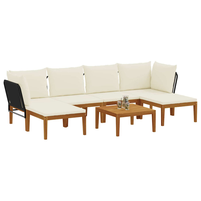7 pcs Lemn masiv de acacia și frânghie natural WALTI