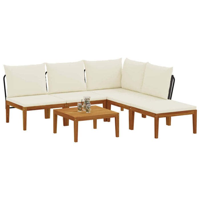 6 pcs Lemn masiv de acacia și frânghie natural WALTI
