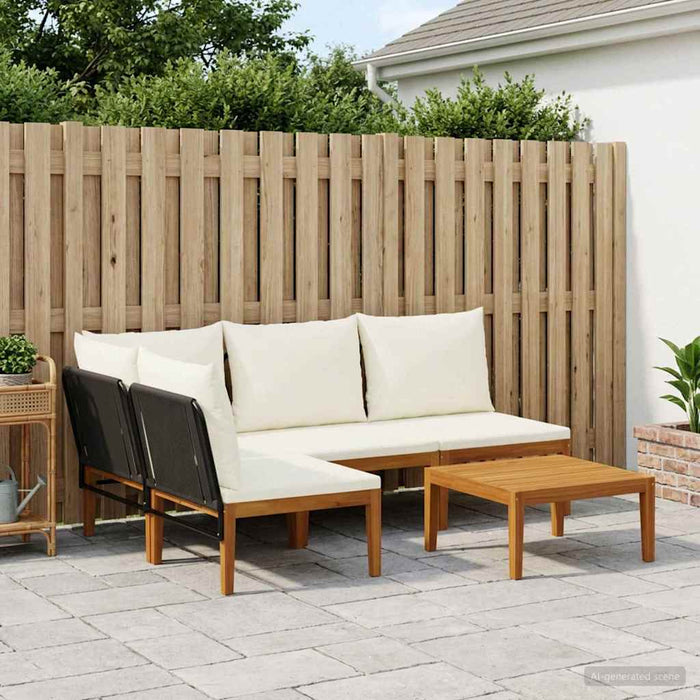 5 pcs Lemn masiv de acacia și frânghie natural WALTI