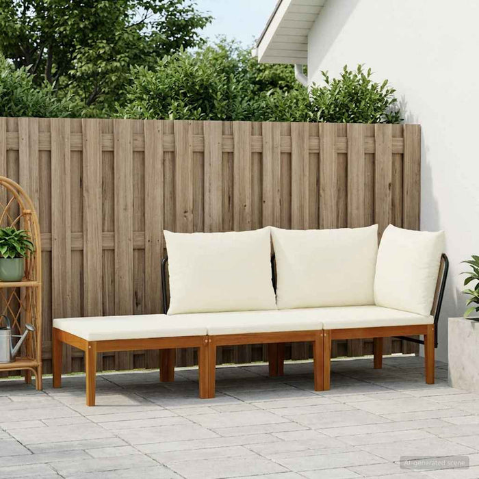 3 pcs Lemn masiv de acacia și frânghie natural WALTI