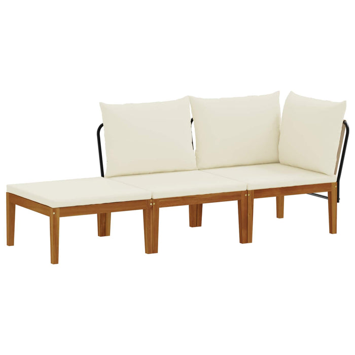 3 pcs Lemn masiv de acacia și frânghie natural WALTI