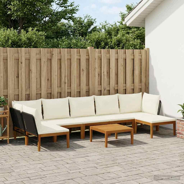 8 pcs Lemn masiv de acacia și frânghie natural WALTI