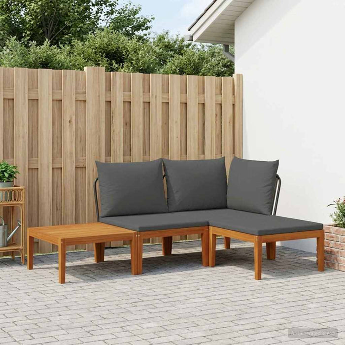 4 pcs Lemn masiv de acacia și frânghie natural WALTI