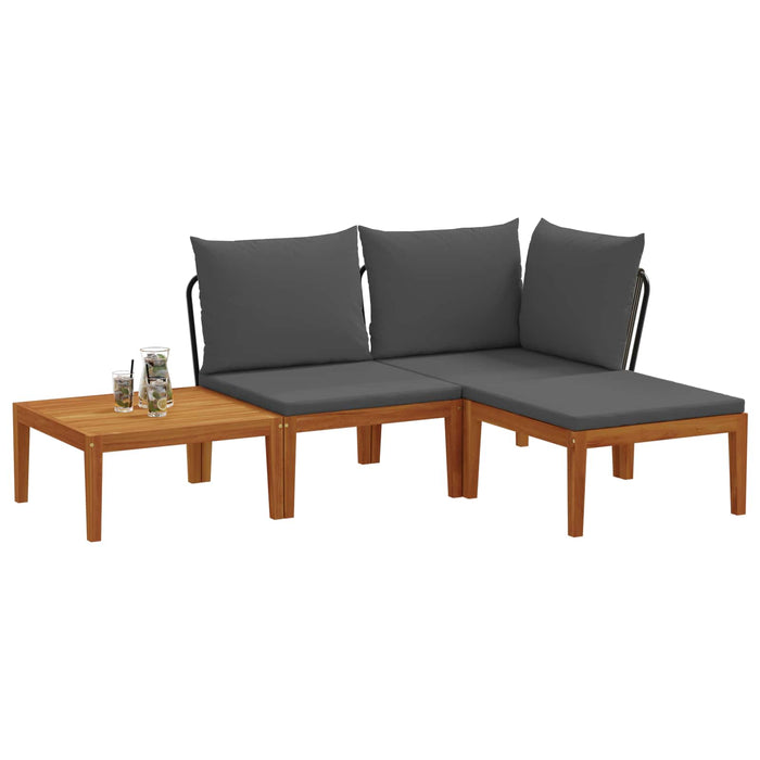 4 pcs Lemn masiv de acacia și frânghie natural WALTI