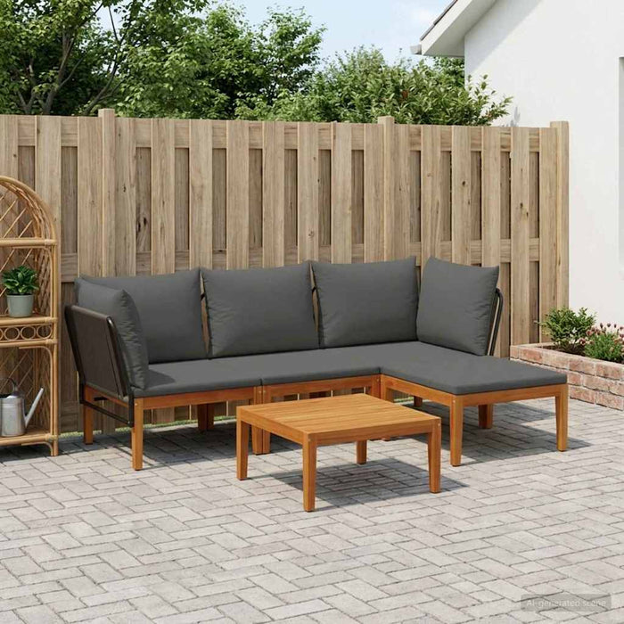 5 pcs Lemn masiv de acacia și frânghie natural WALTI