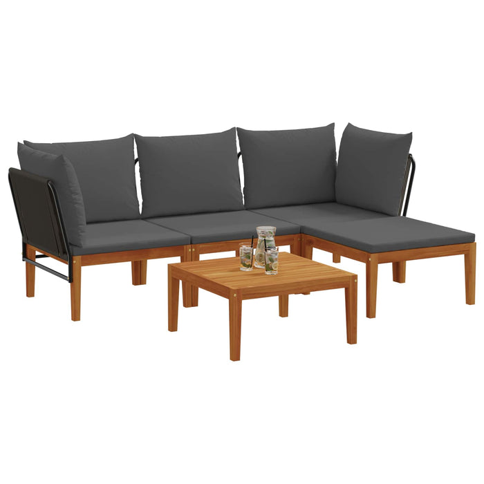 5 pcs Lemn masiv de acacia și frânghie natural WALTI