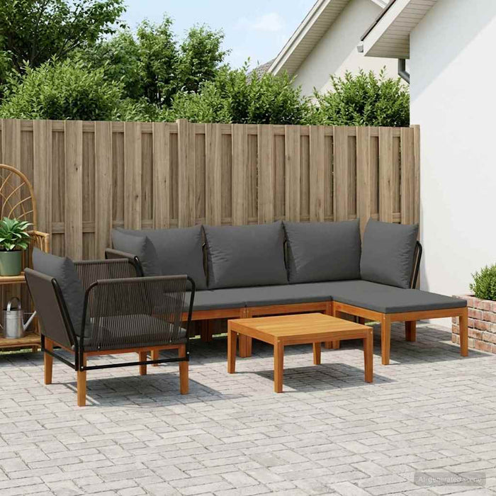 6 pcs Lemn masiv de acacia și frânghie natural WALTI