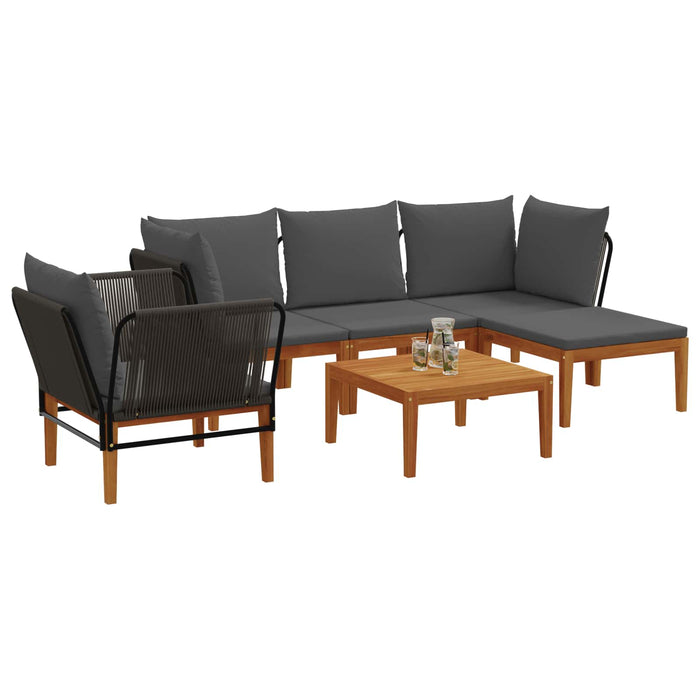 6 pcs Lemn masiv de acacia și frânghie natural WALTI
