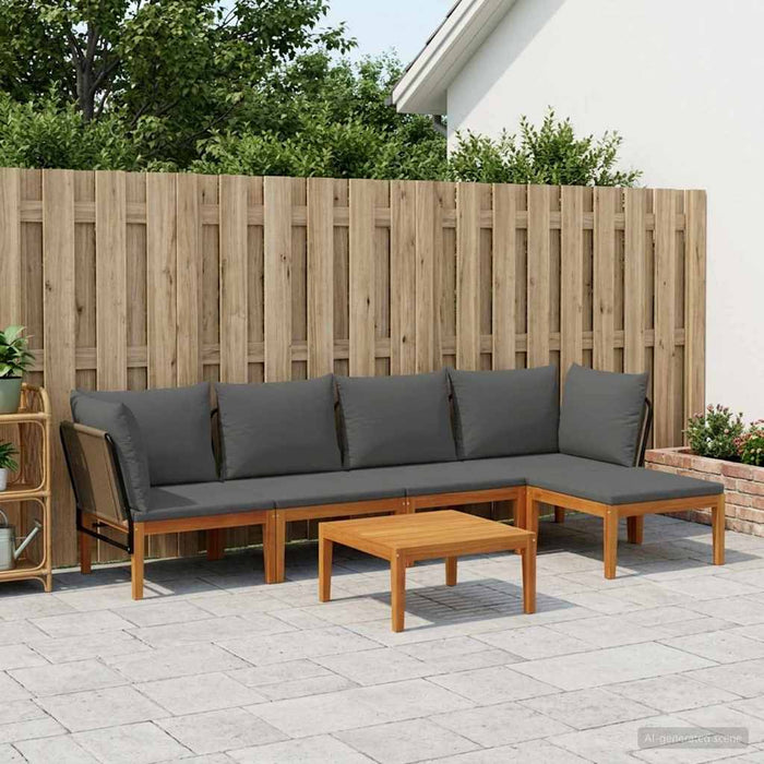 6 pcs Lemn masiv de acacia și frânghie natural WALTI