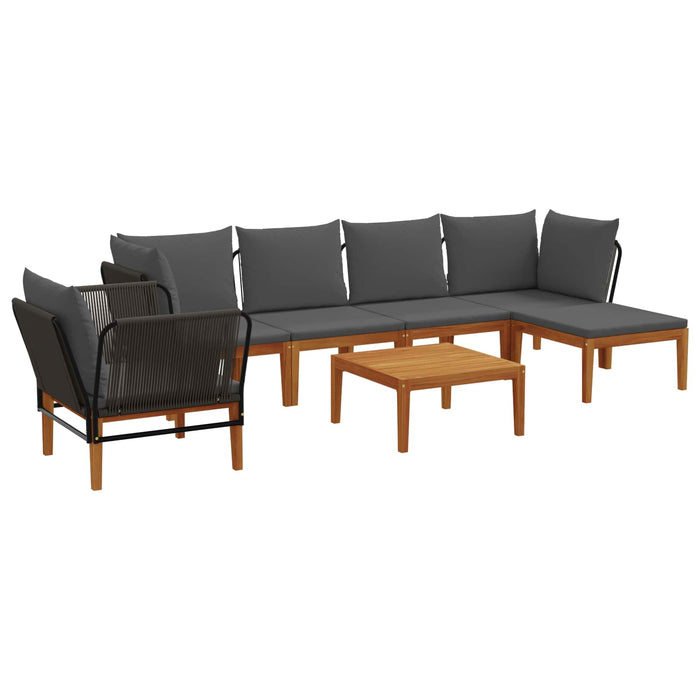 7 pcs Lemn masiv de acacia și frânghie natural WALTI