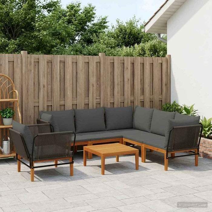 7 pcs Lemn masiv de acacia și frânghie natural WALTI