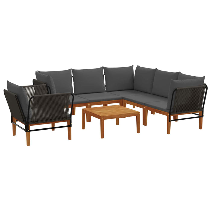 7 pcs Lemn masiv de acacia și frânghie natural WALTI