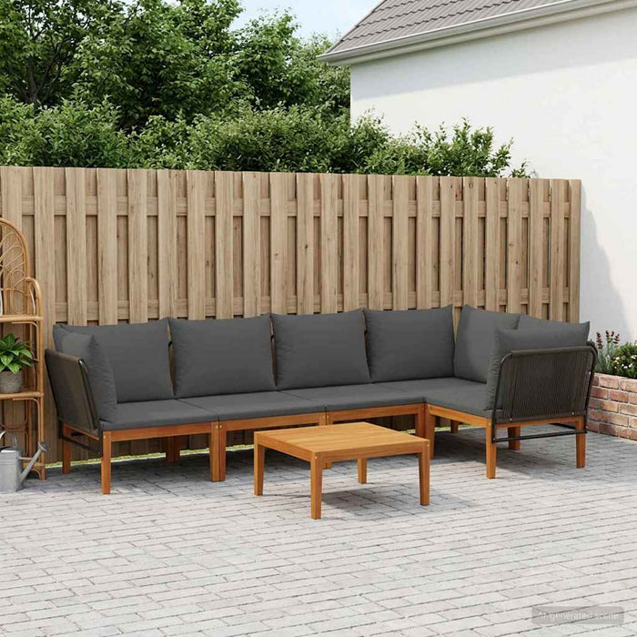 6 pcs Lemn masiv de acacia și frânghie natural WALTI