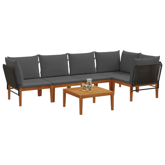 6 pcs Lemn masiv de acacia și frânghie natural WALTI