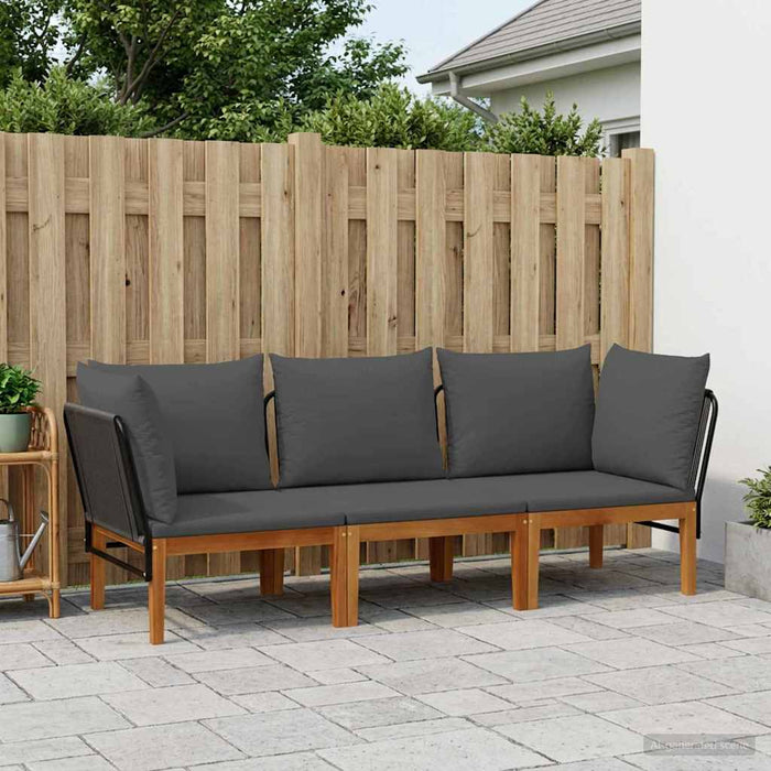 3 pcs Lemn masiv de acacia și frânghie natural WALTI