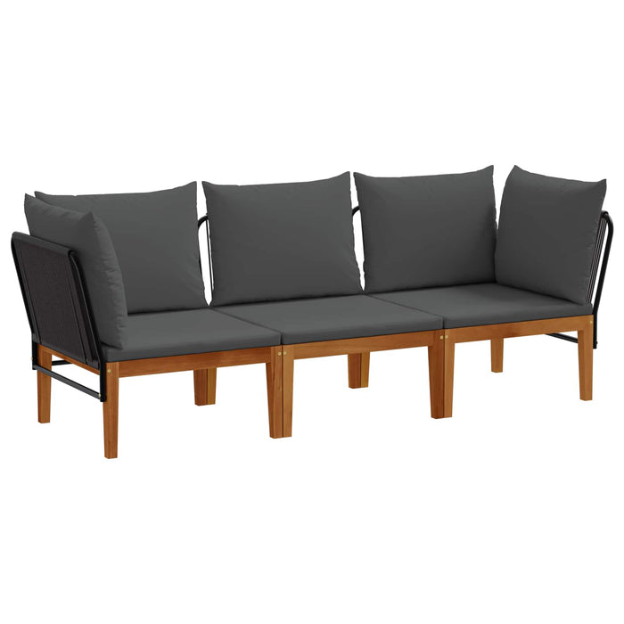 3 pcs Lemn masiv de acacia și frânghie natural WALTI