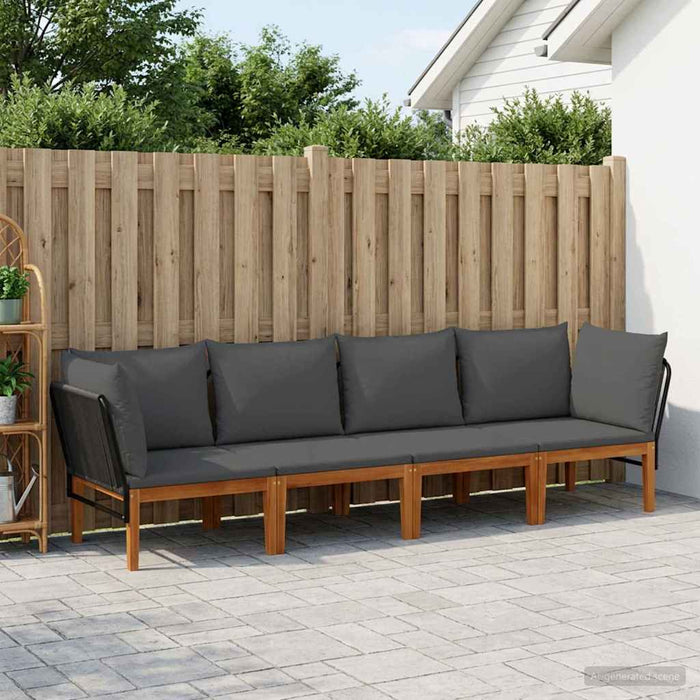 4 pcs Lemn masiv de acacia și frânghie natural WALTI