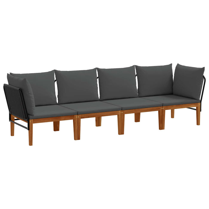 4 pcs Lemn masiv de acacia și frânghie natural WALTI