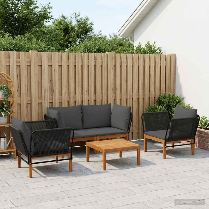 5 pcs Lemn masiv de acacia și frânghie natural WALTI