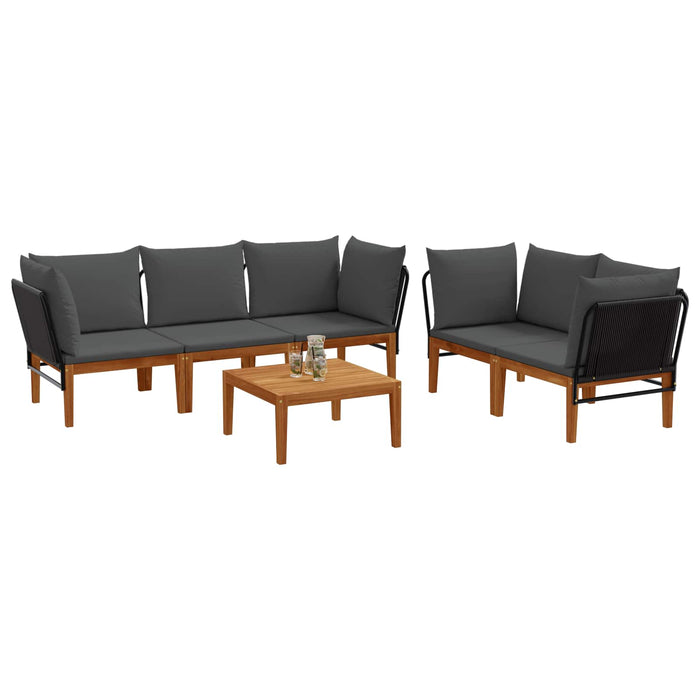 6 pcs Lemn masiv de acacia și frânghie natural WALTI
