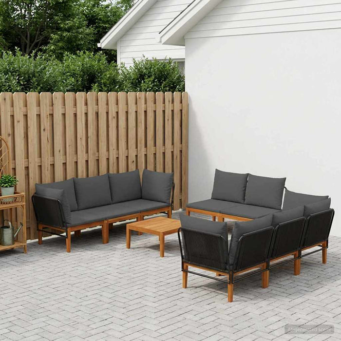 9 pcs Lemn masiv de acacia și frânghie natural WALTI
