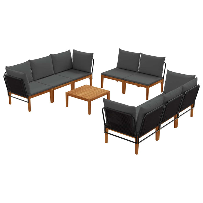 9 pcs Lemn masiv de acacia și frânghie natural WALTI