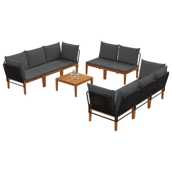 9 pcs Lemn masiv de acacia și frânghie natural WALTI