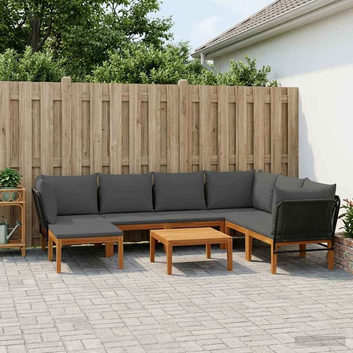 8 pcs Lemn masiv de acacia și frânghie natural WALTI