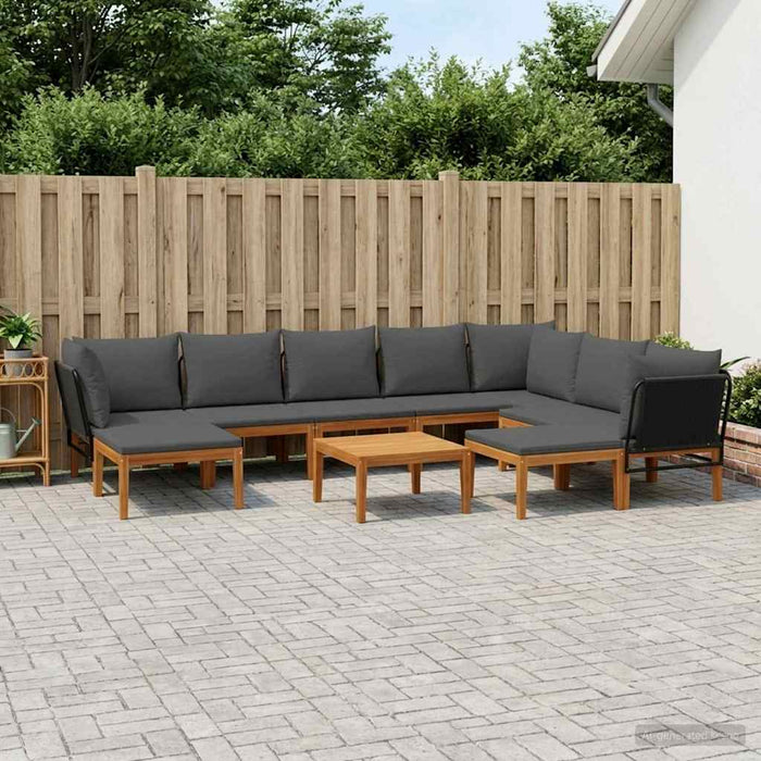 11 pcs Lemn masiv de acacia și frânghie natural WALTI