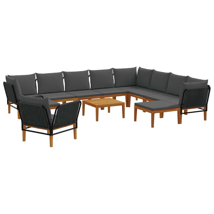 12 pcs Lemn masiv de acacia și frânghie natural WALTI