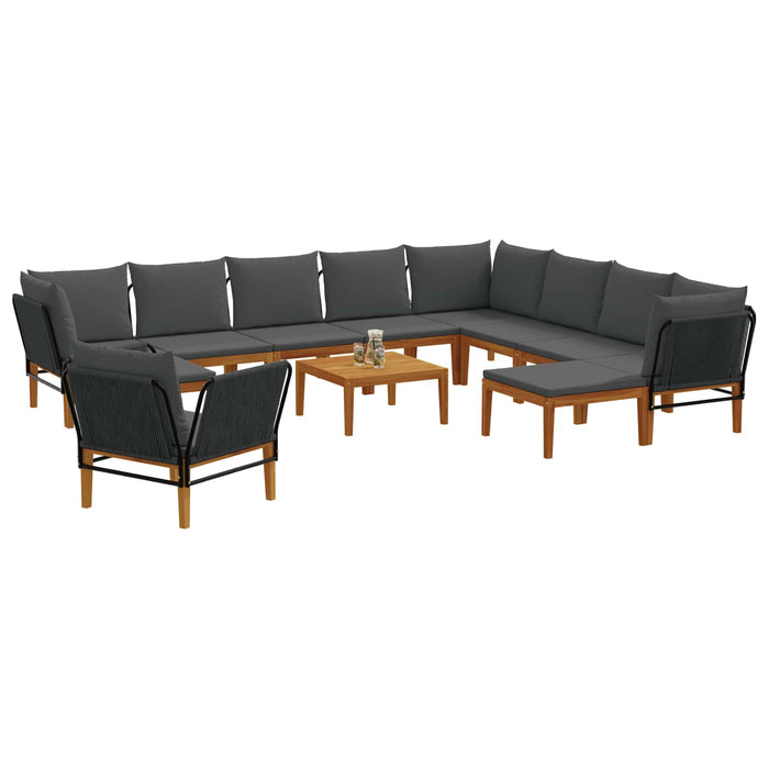 12 pcs Lemn masiv de acacia și frânghie natural WALTI