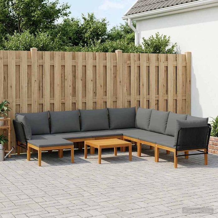 9 pcs Lemn masiv de acacia și frânghie natural WALTI