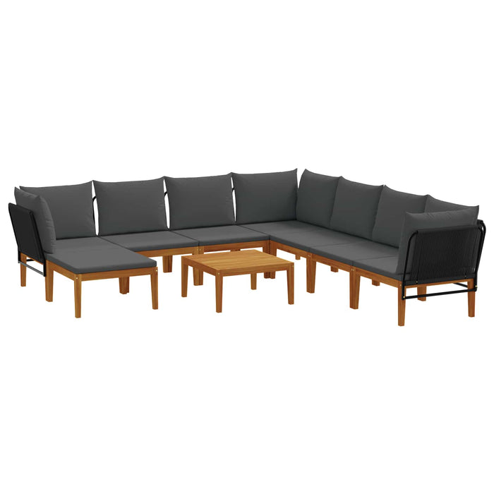 9 pcs Lemn masiv de acacia și frânghie natural WALTI