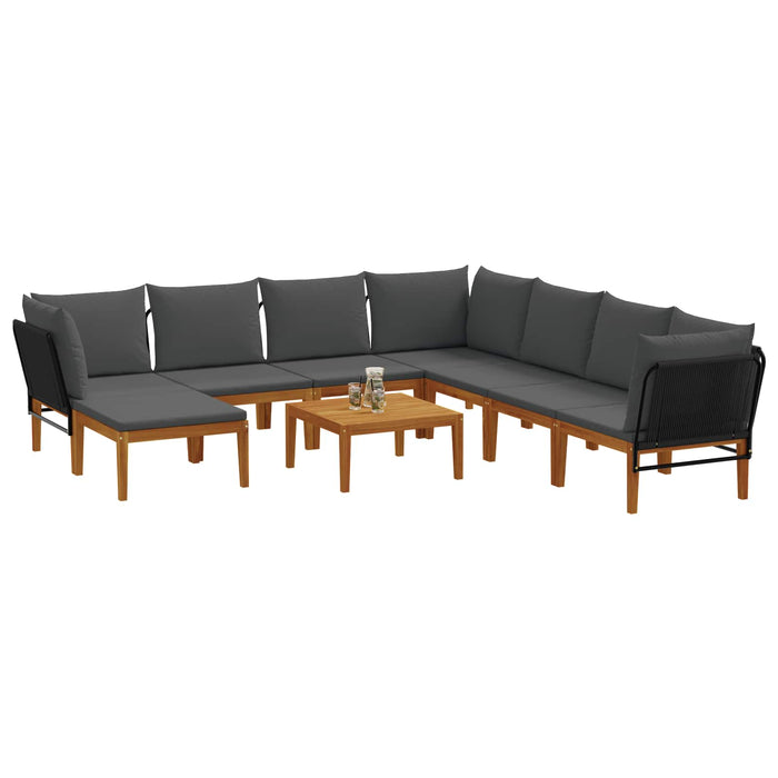 9 pcs Lemn masiv de acacia și frânghie natural WALTI