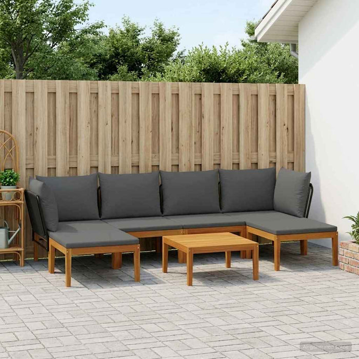7 pcs Lemn masiv de acacia și frânghie natural WALTI