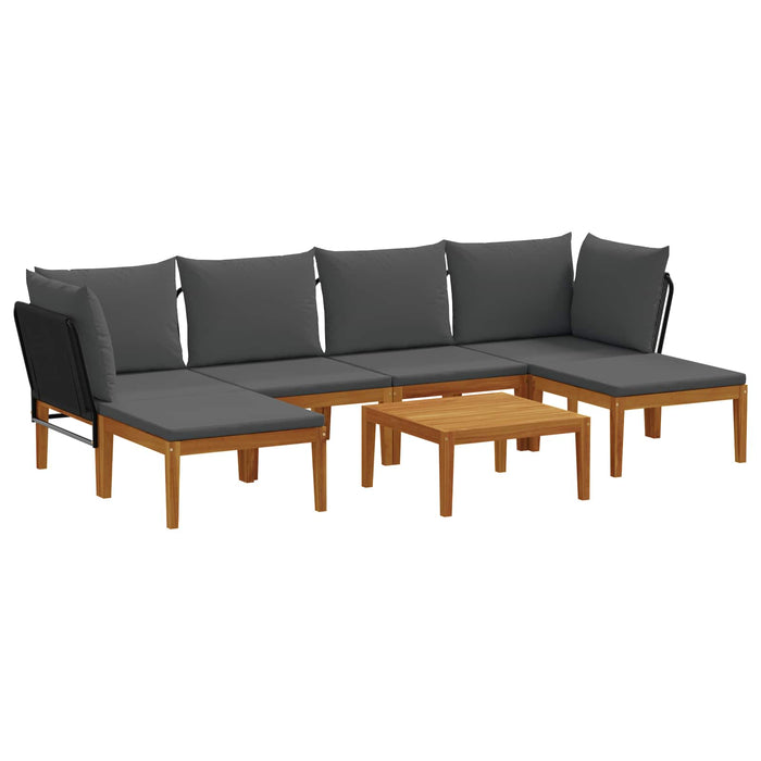 7 pcs Lemn masiv de acacia și frânghie natural WALTI