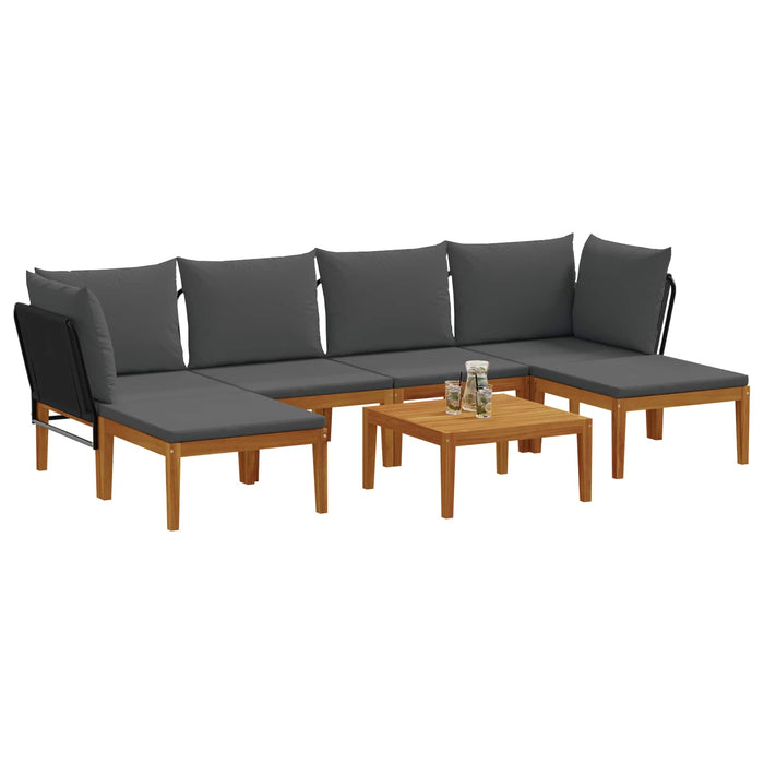 7 pcs Lemn masiv de acacia și frânghie natural WALTI