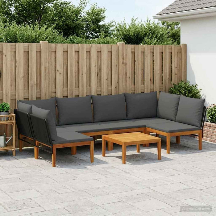 7 pcs Lemn masiv de acacia și frânghie natural WALTI