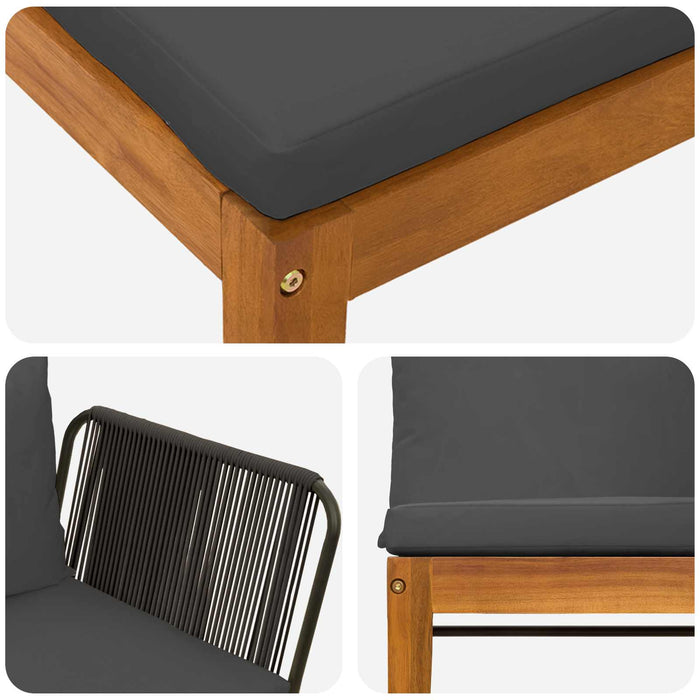 3 pcs Lemn masiv de acacia și frânghie natural WALTI