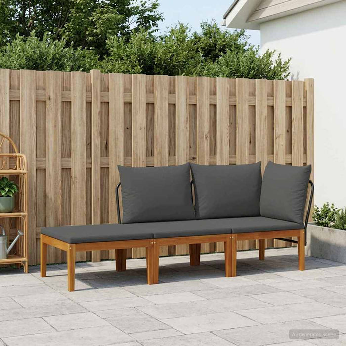 3 pcs Lemn masiv de acacia și frânghie natural WALTI