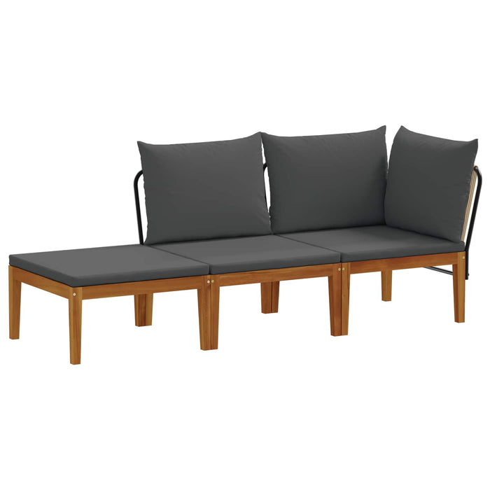3 pcs Lemn masiv de acacia și frânghie natural WALTI