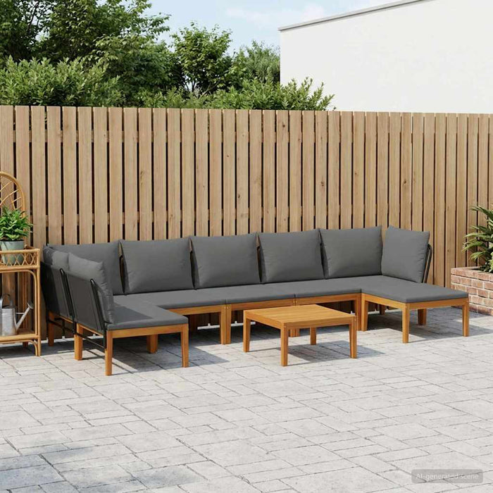 8 pcs Lemn masiv de acacia și frânghie natural WALTI