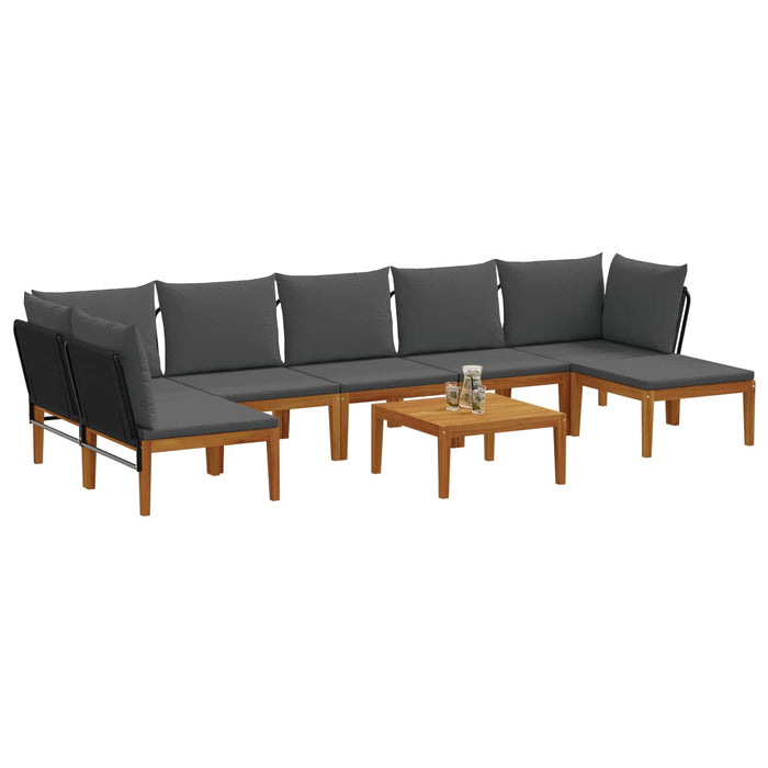 8 pcs Lemn masiv de acacia și frânghie natural WALTI